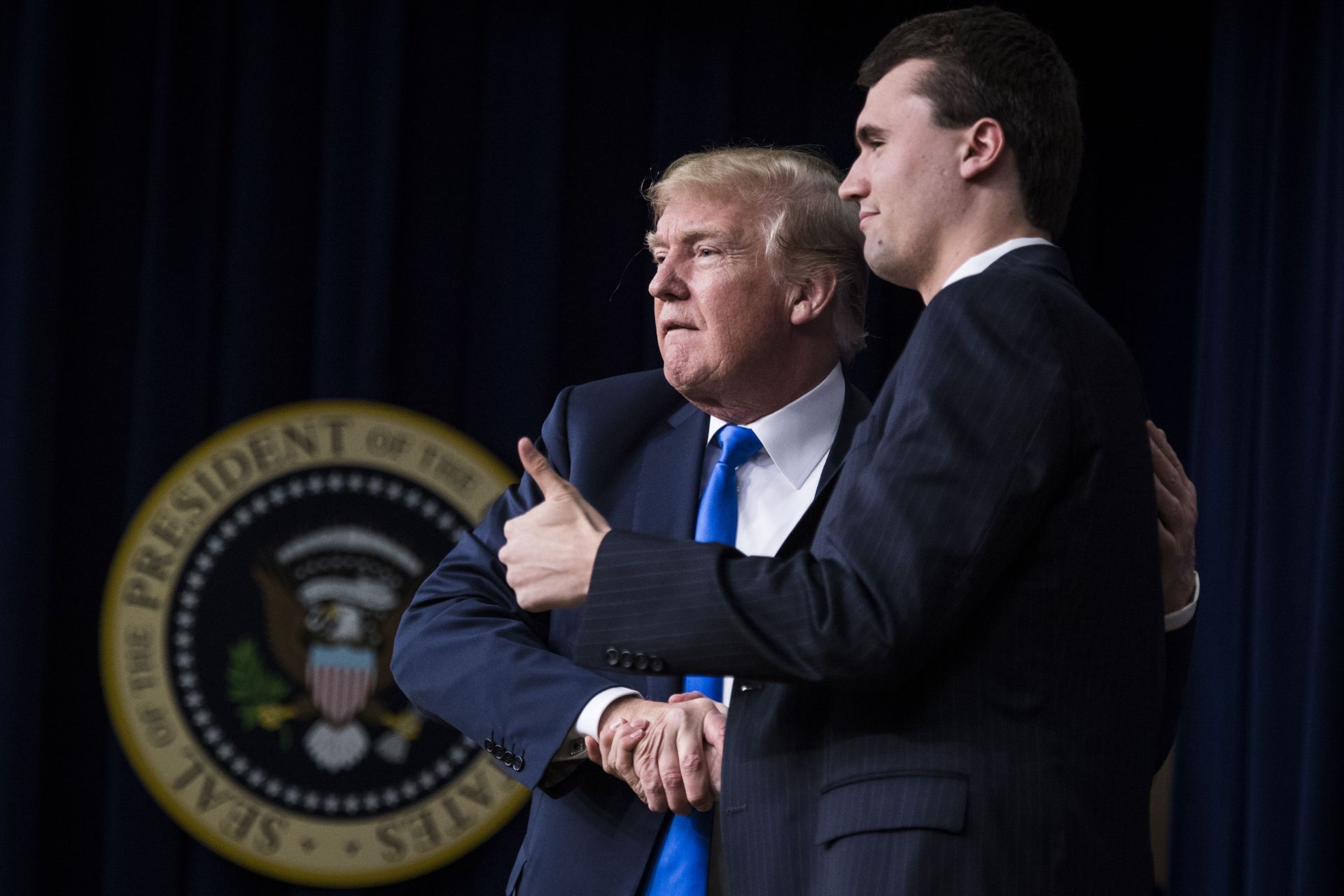 President Donald J. Trump and Charlie Kirk in 2018 (Image via Getty Images)