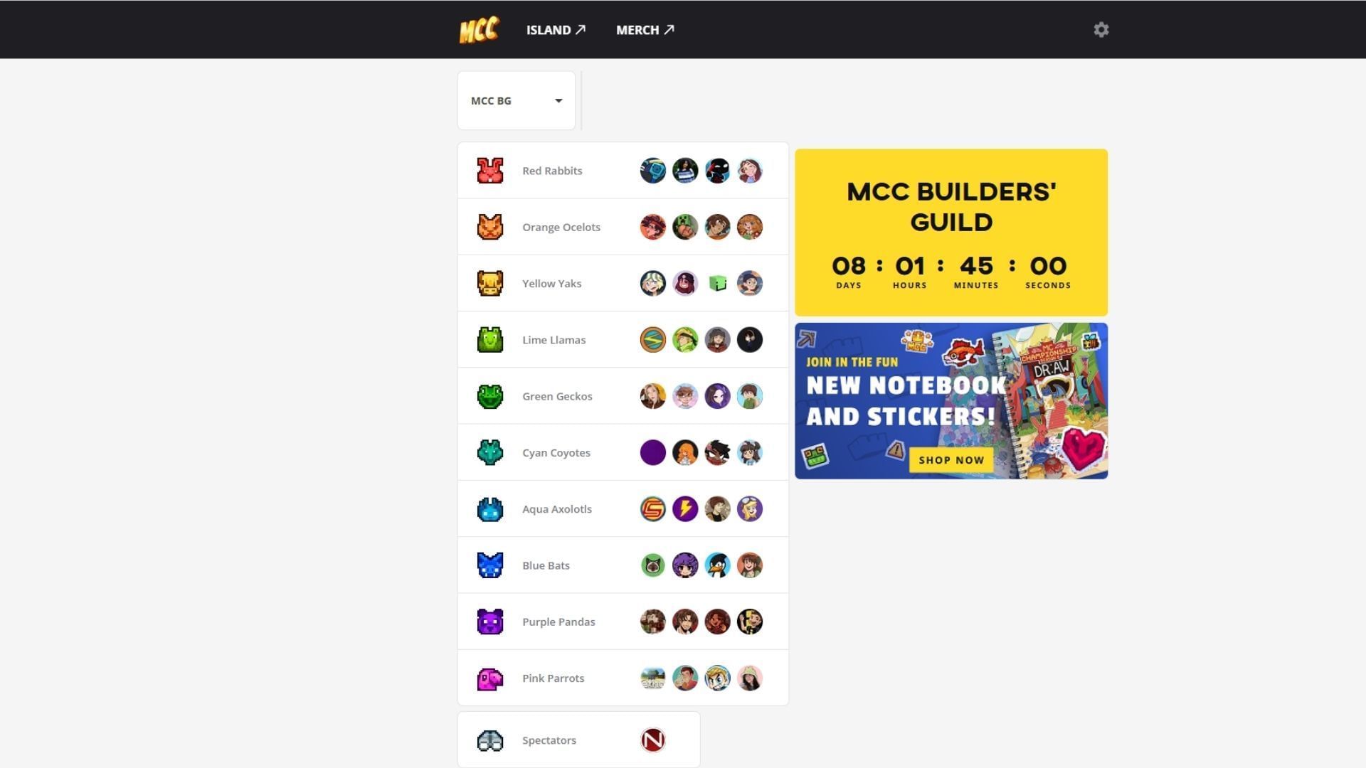 Viewers can watch the Minecraft Championship Builders Guild 2025 from the streams of each participant on Twitch (Image via MCC.live)
