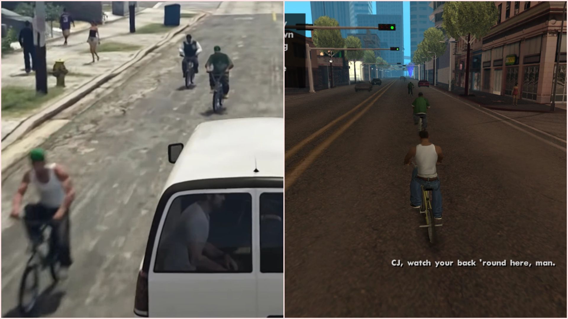 The Families ride BMX bikes near Grove Street (Image via Rockstar Games // GTA Wiki)