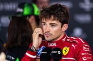 Charles Leclerc of Monaco and Ferrari speaks in the media pen after the F1 Grand Prix of Azerbaijan - Source: Getty