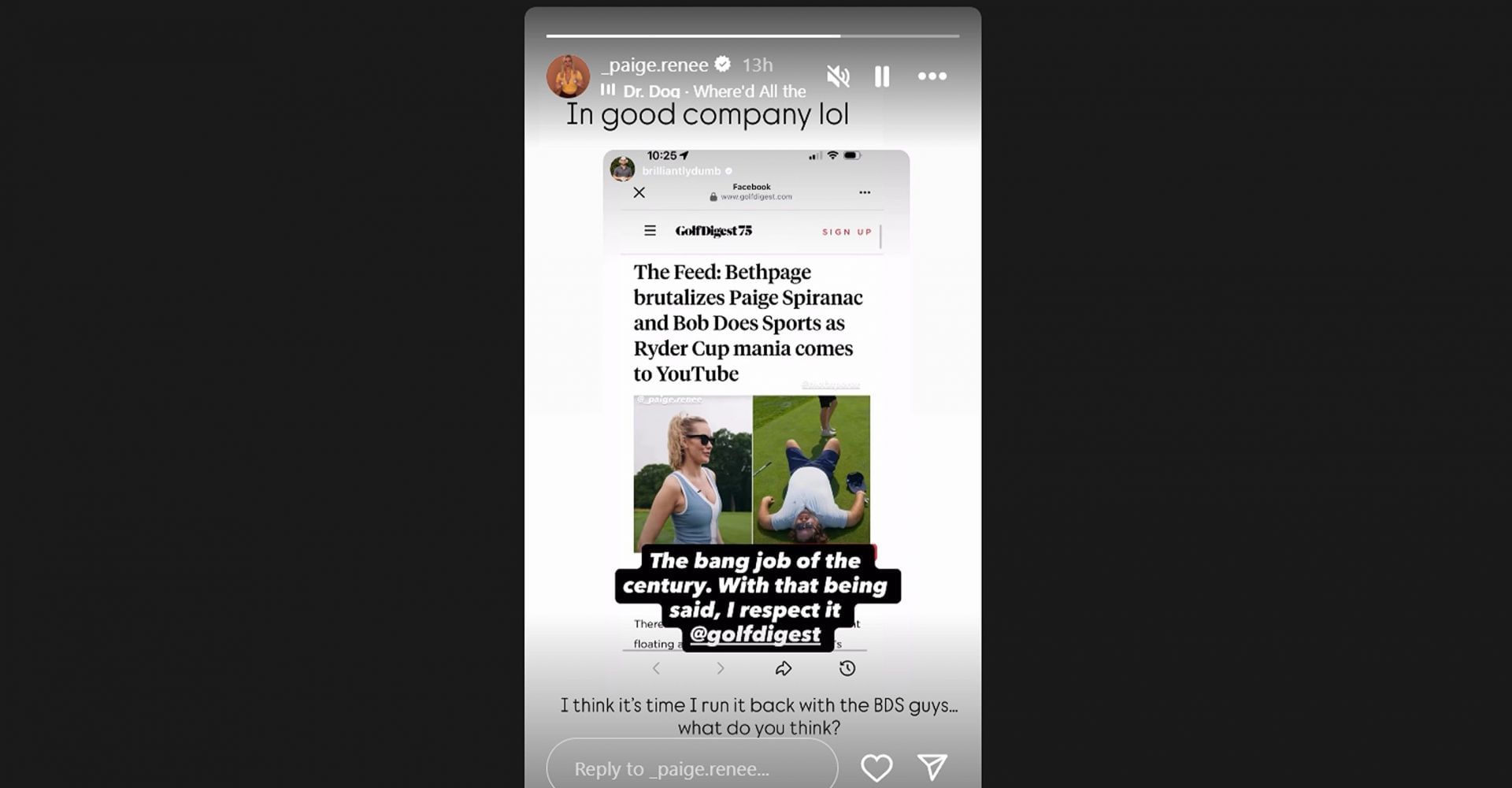 Paige Spiranac says it&rsquo;s time to &#039;run it back&#039; with 993K IG-followed influencer/@_paige.renee