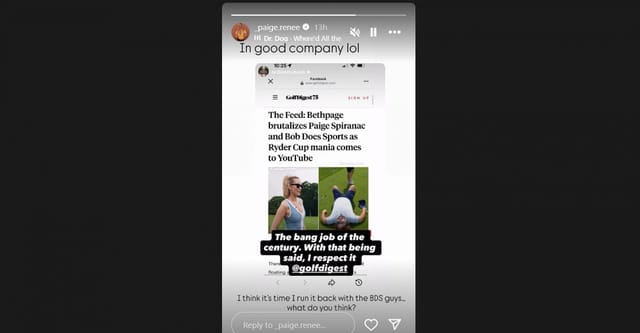 Paige Spiranac says it&rsquo;s time to 'run it back' with 993K IG-followed influencer/@_paige.renee