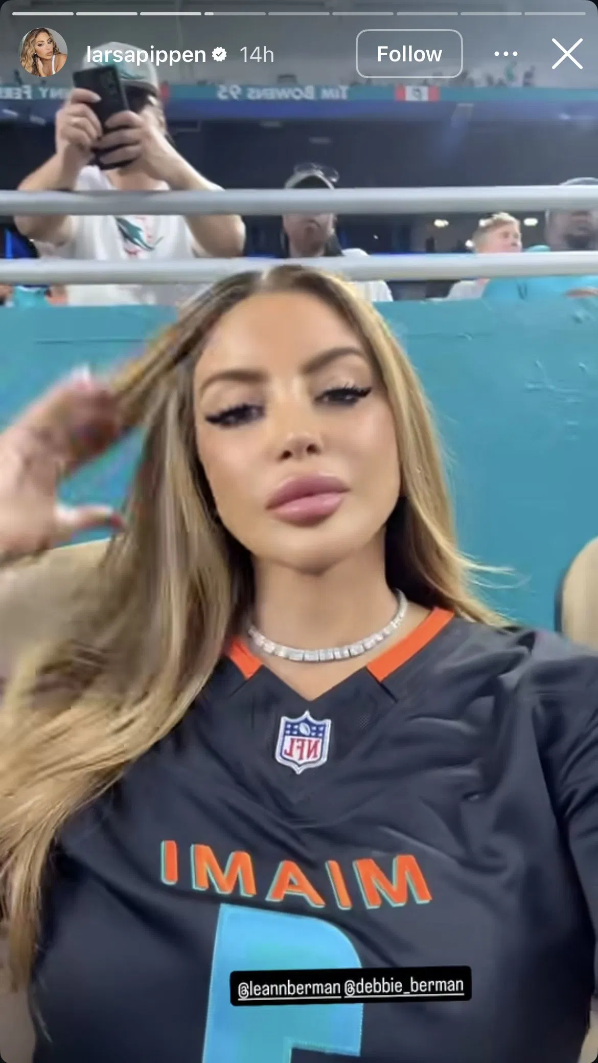 Larsa Pippen at Miami Dolphin vs. New York Jets game (Photo: Instagram @larsapippen)