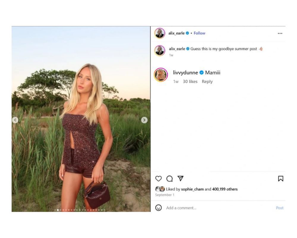 Olivia Dunne dropped one-word message on Braxton Berrios&rsquo; GF, Alix Earle&rsquo;s summer dump IG post [IG/@alix_earle]