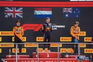 Lando Norris, Max Verstappen and Oscar Piastri at the Grand Prix of Italy - Source: Getty