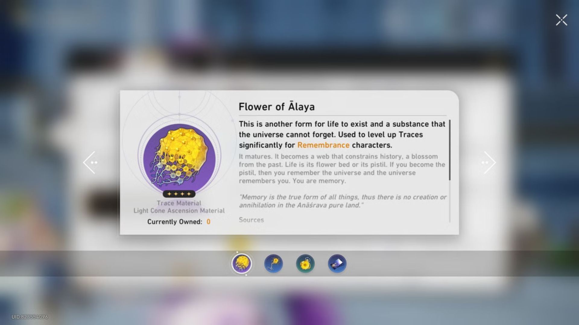 One of the materials required to level up Cyrene&#039;s LC (Image via HoYoverse)