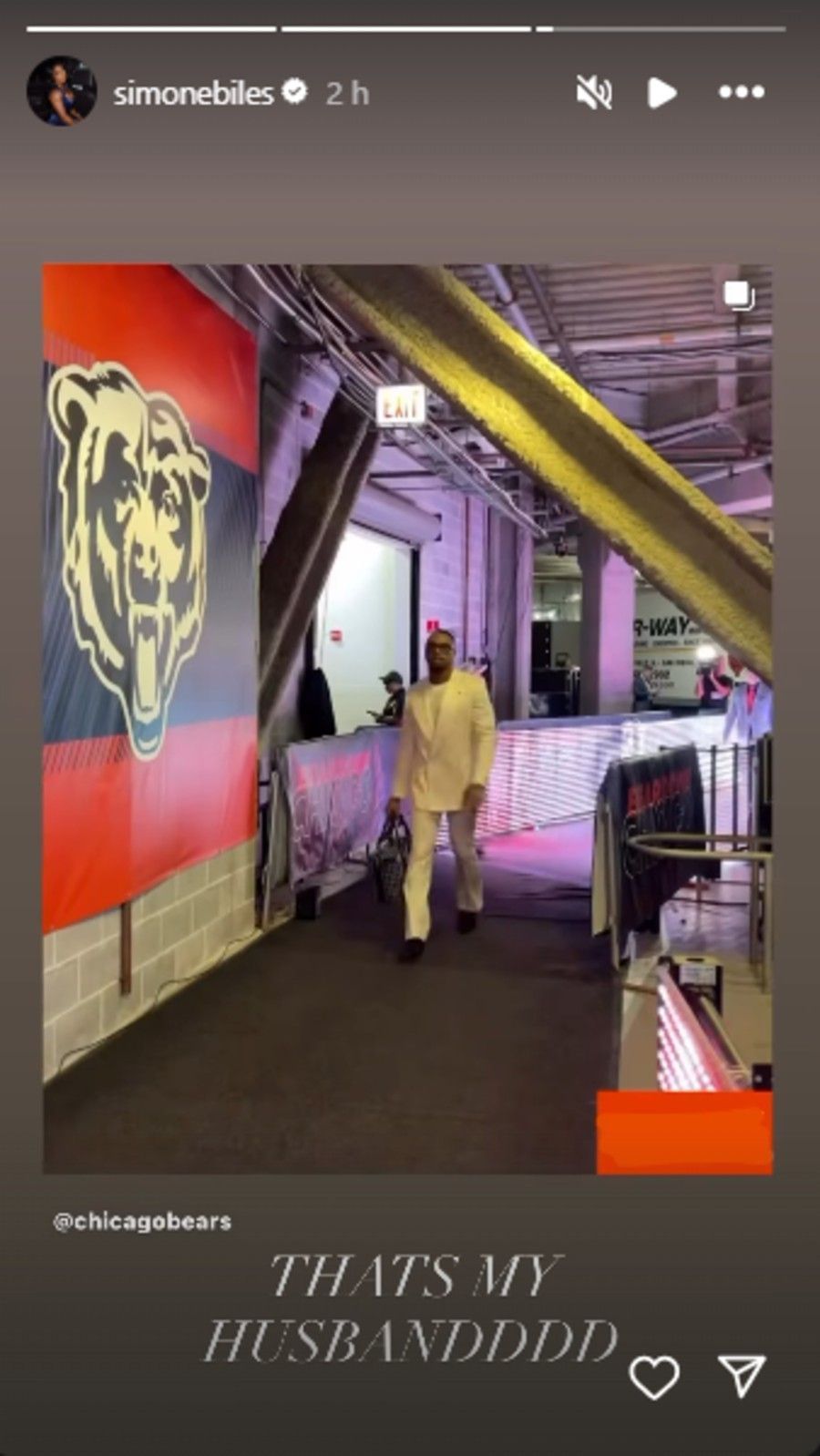 Screenshot of Biles&#039; Instagram story.