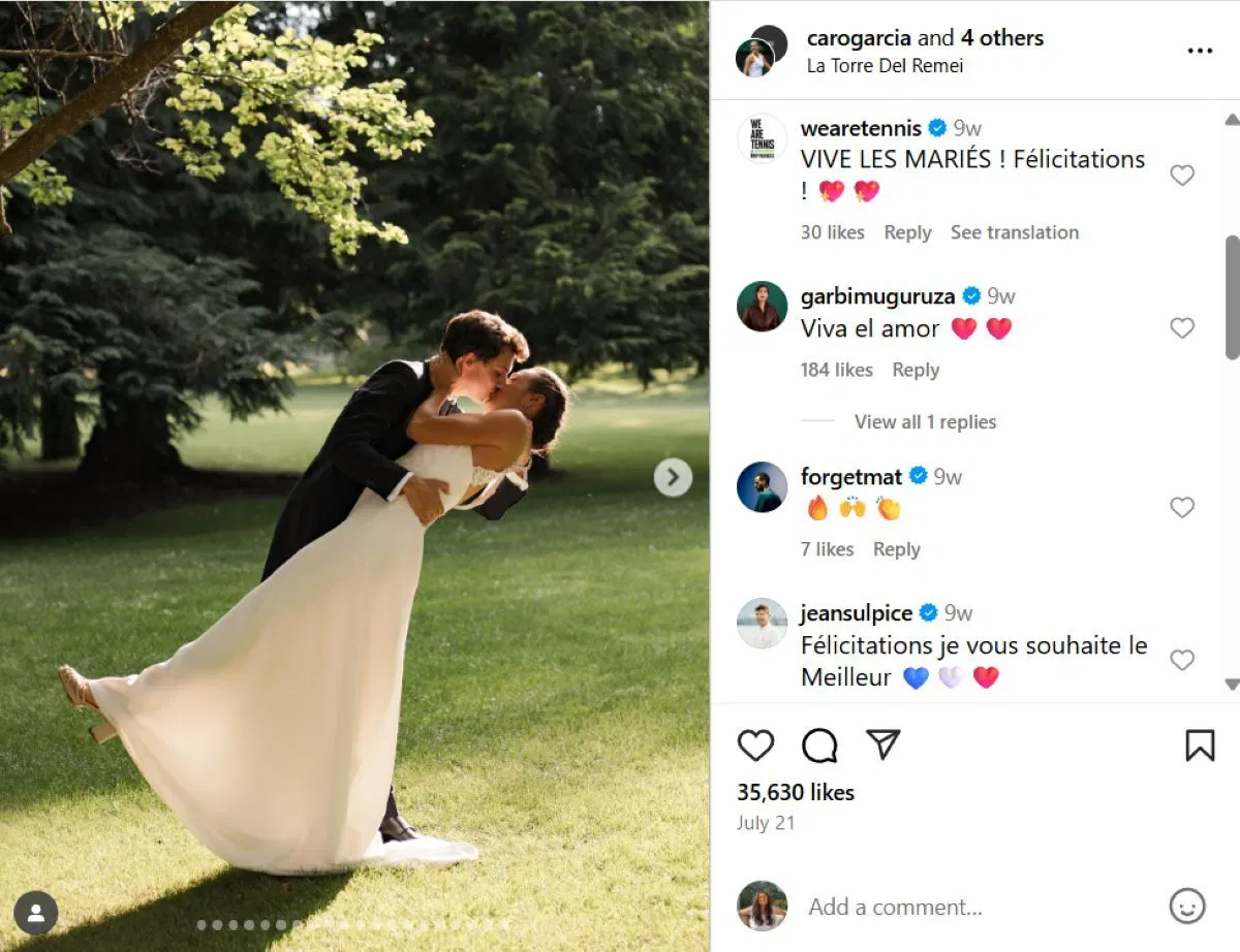 Screengrab from Caroline Garcia&#039;s Instagram @carogarcia