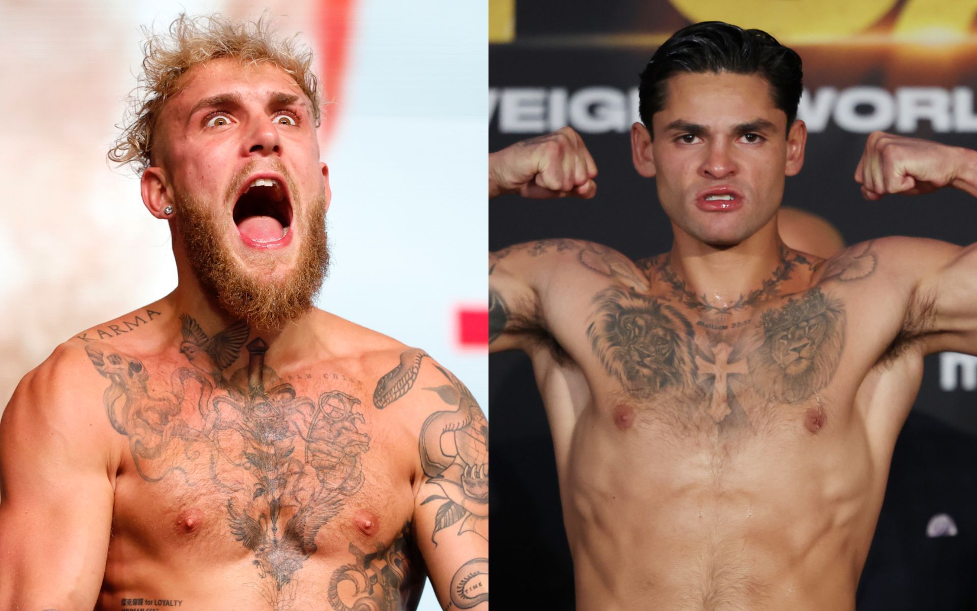 Jake Paul (left) responds to Ryan Garcia