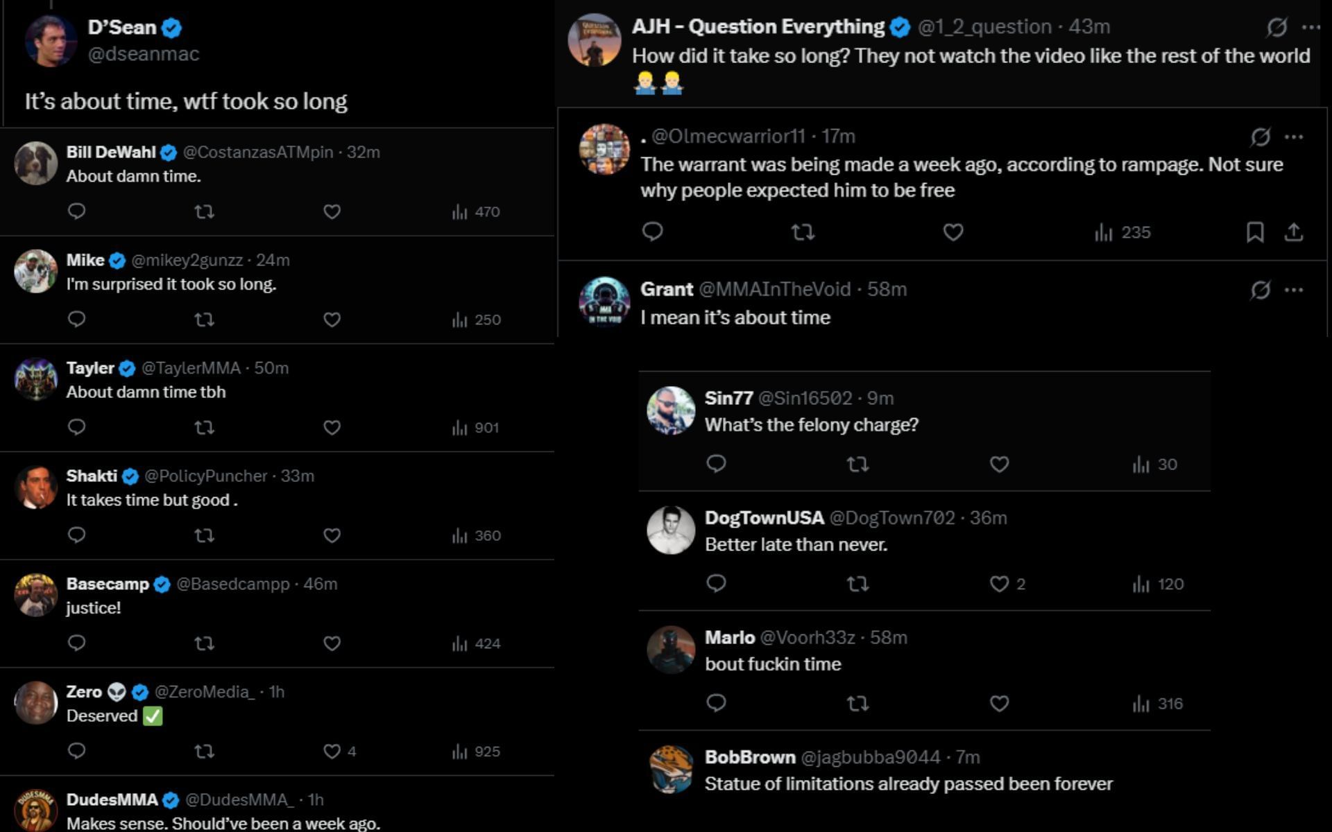 Fans react to Raja Jackson&#039;s arrest news. [Screenshots courtesy: @ChampRDS on X]