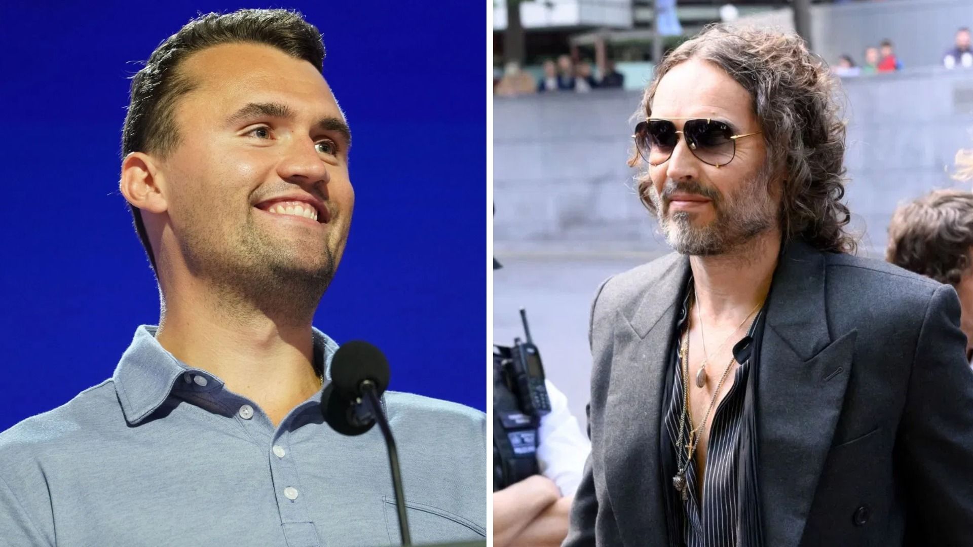 Charlie Kirk and Russell Brand (Image via Getty)