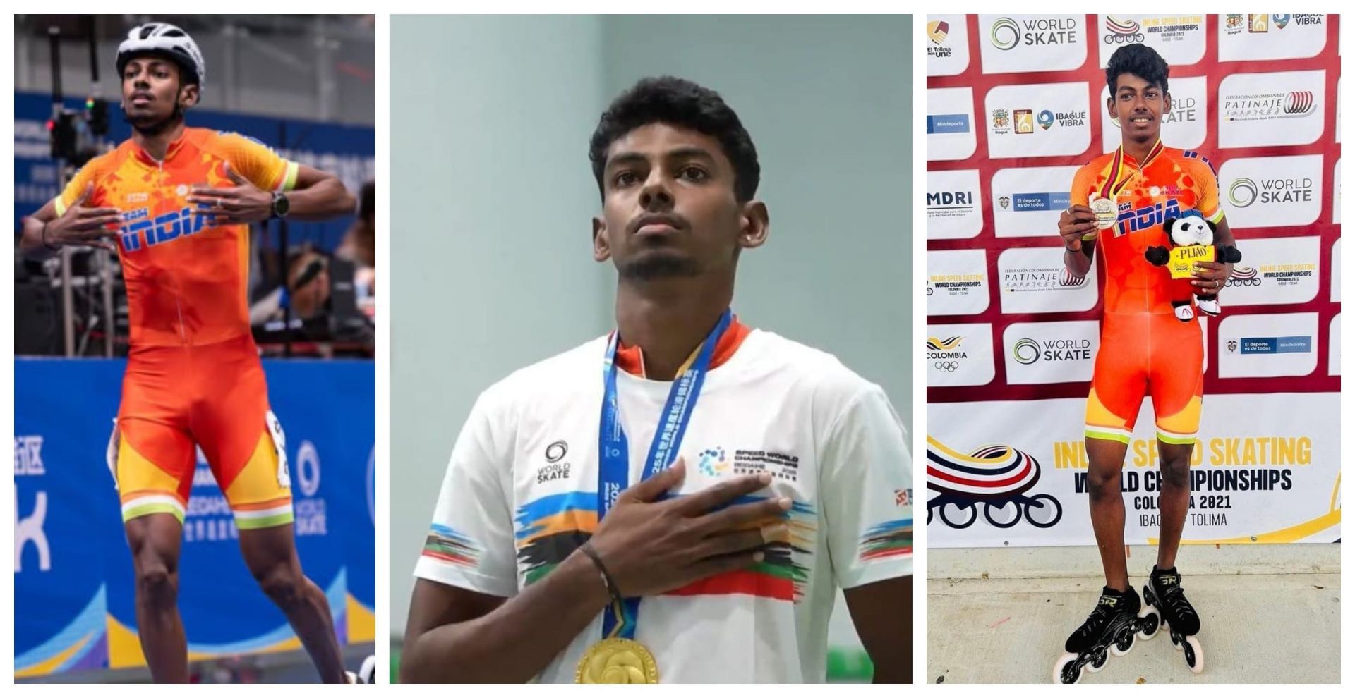 Anandkumar Velkumar was confident of his chances ahead of the 1000m inline sprint final - Source:  Anankumar Velkumar on Instagram, Narendra Modi on X, Shobha Karandlaje on X 
