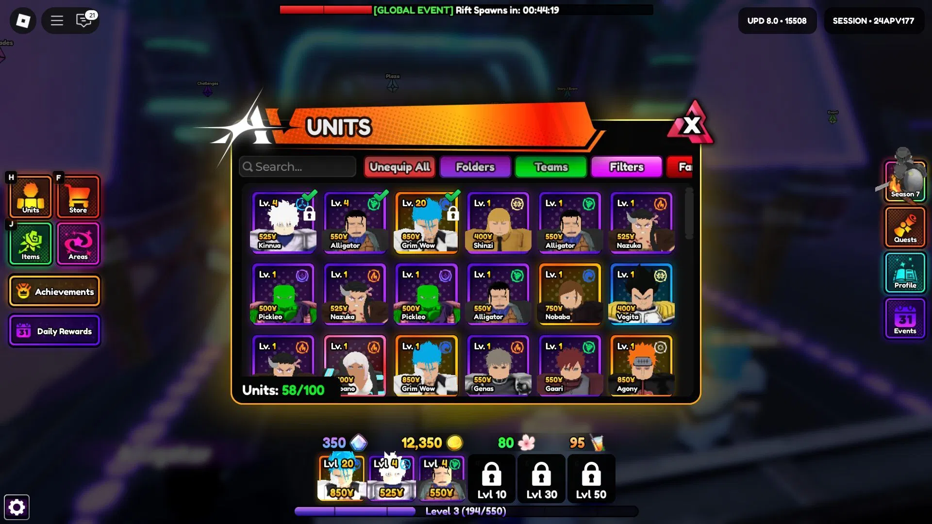 Unit list (Image via Roblox)