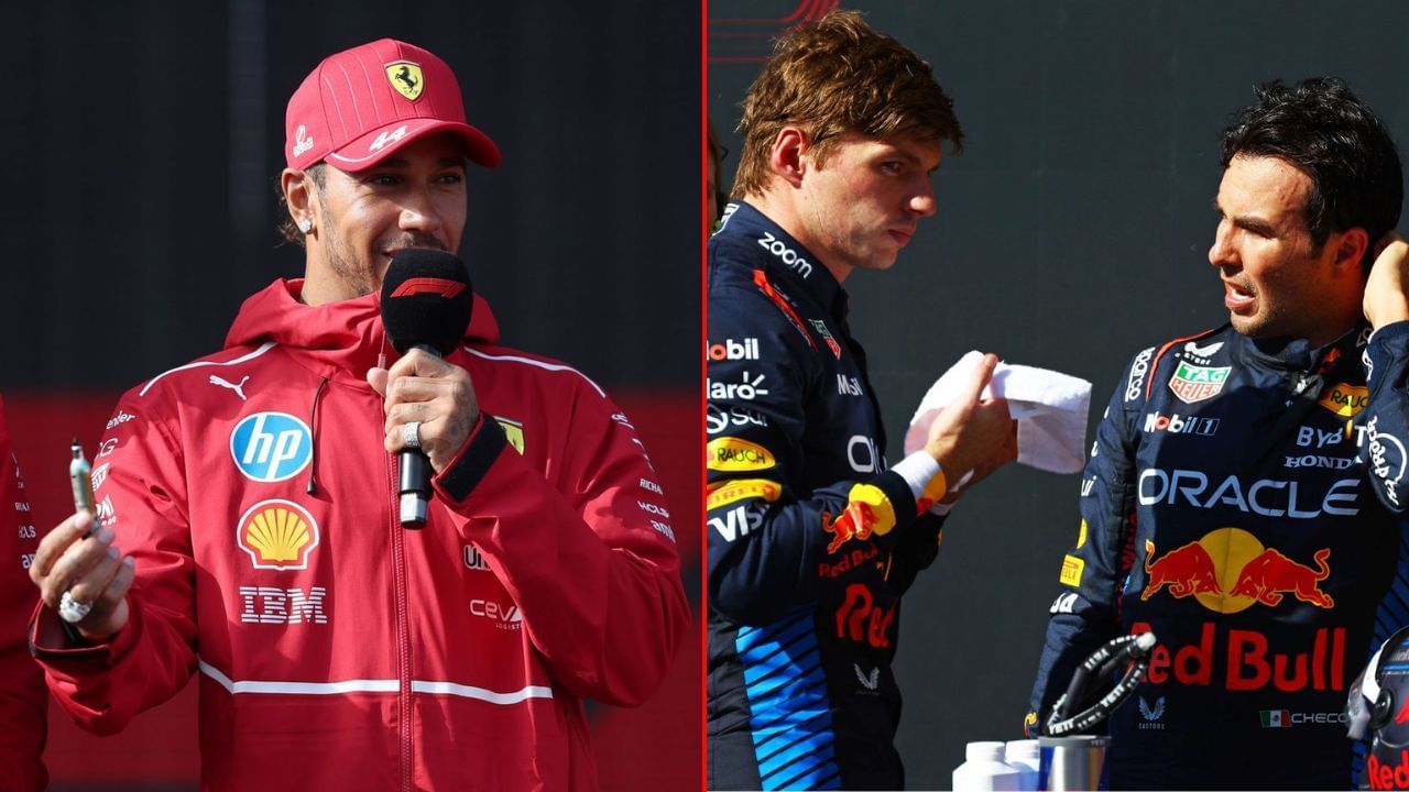 L-R: Lewis Hamilton, Max Verstappen, and Sergio Perez | Image via Getty