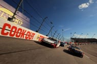 Denny Hamlin (11) and Chase Briscoe (19) during the Cook Out Southern 500 at Darlington. Source: Getty