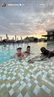 Valkyries players relax by the pool