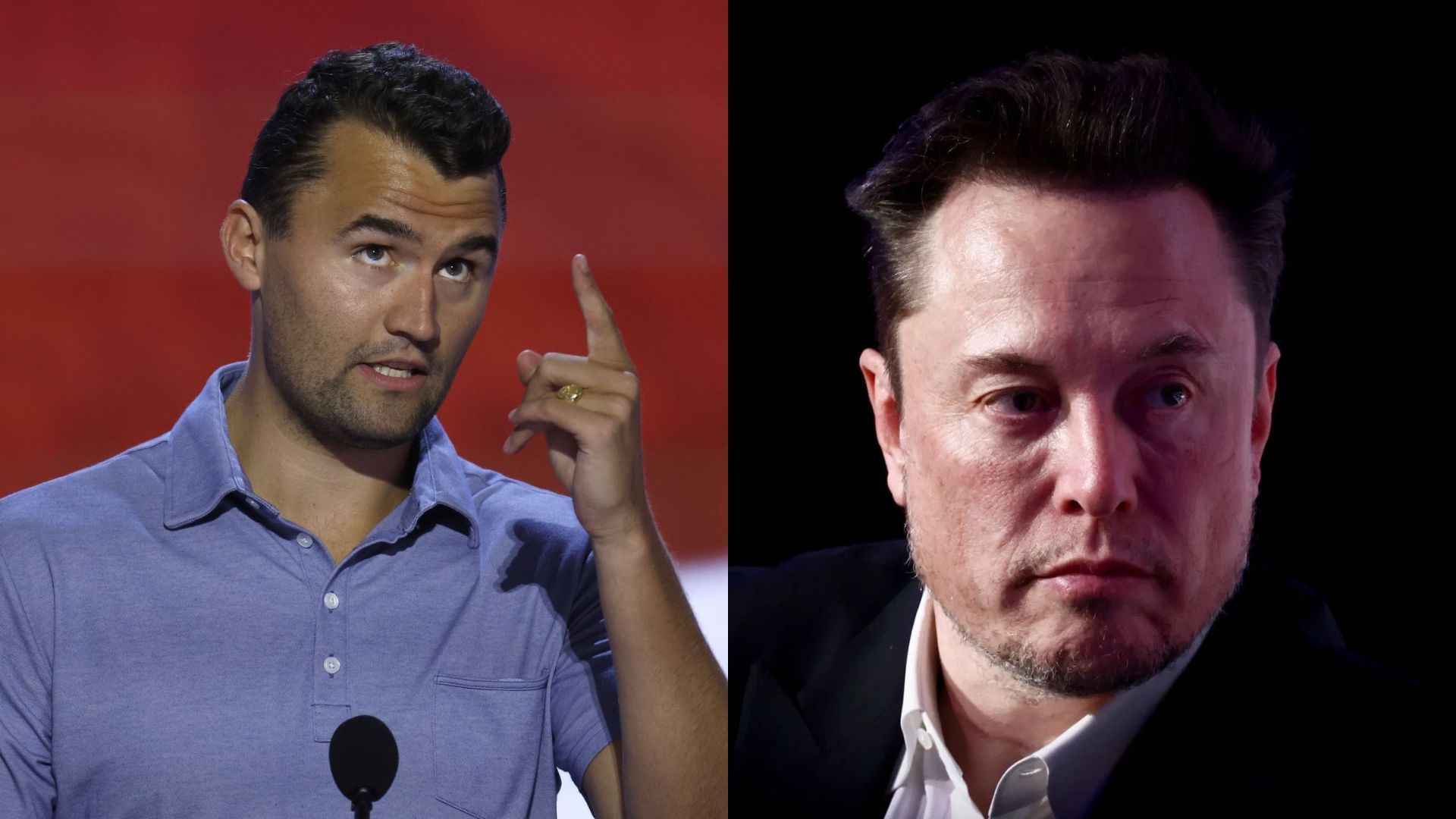 Charlie Kirk, Elon Musk (Images via Getty)