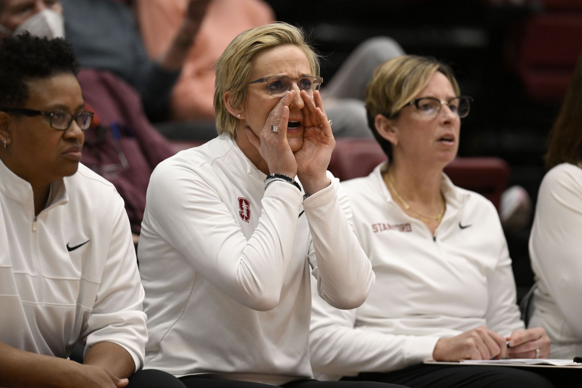 Head coach Kate Paye of the Stanford Cardinal - Source: Getty