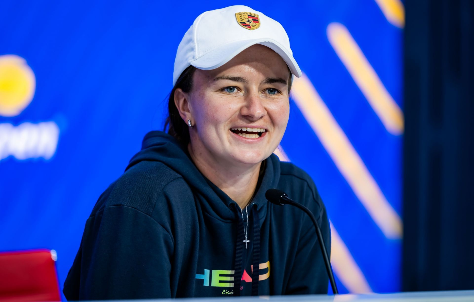 Barbora Krejcikova during a press conference at the 2025 US Open (Source: Getty)