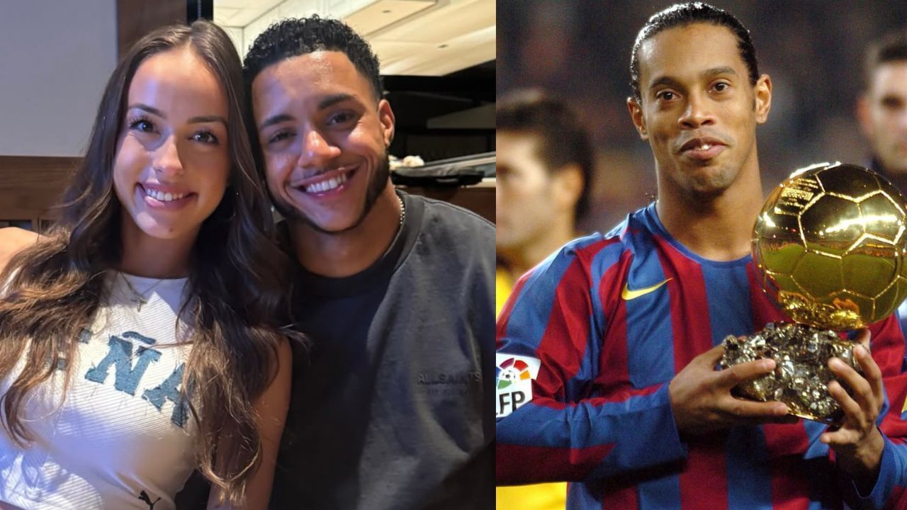 Jeremy Pena with Julia Grosso (L), Ronaldinho (R) (Images from - Instagram.com/@jpena221, Instagram.com/@laliga)