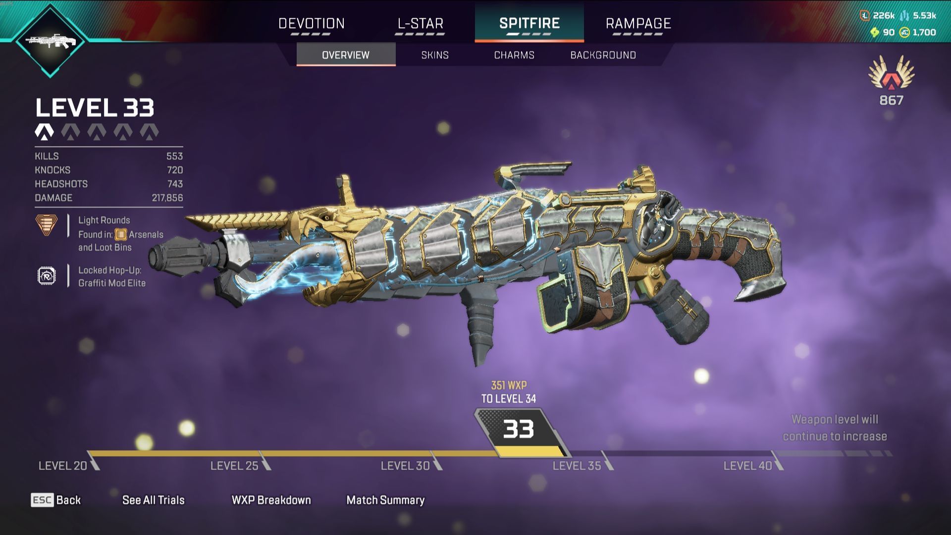 Spitfire LMG in Apex Legends (Image via EA)