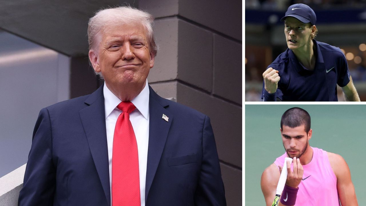 Donald Trump US Open Carlos Alcaraz vs Jannik Sinner final delayed