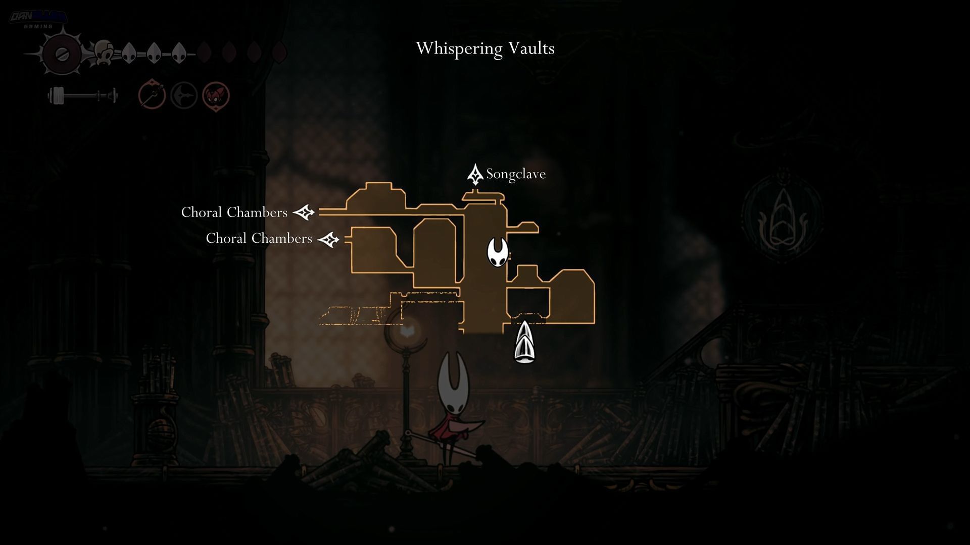 Location for the third piece of Cogheart in Hollow Knight Silksong (Image via Team Cherry || YouTube@/Dan Allen Gaming)