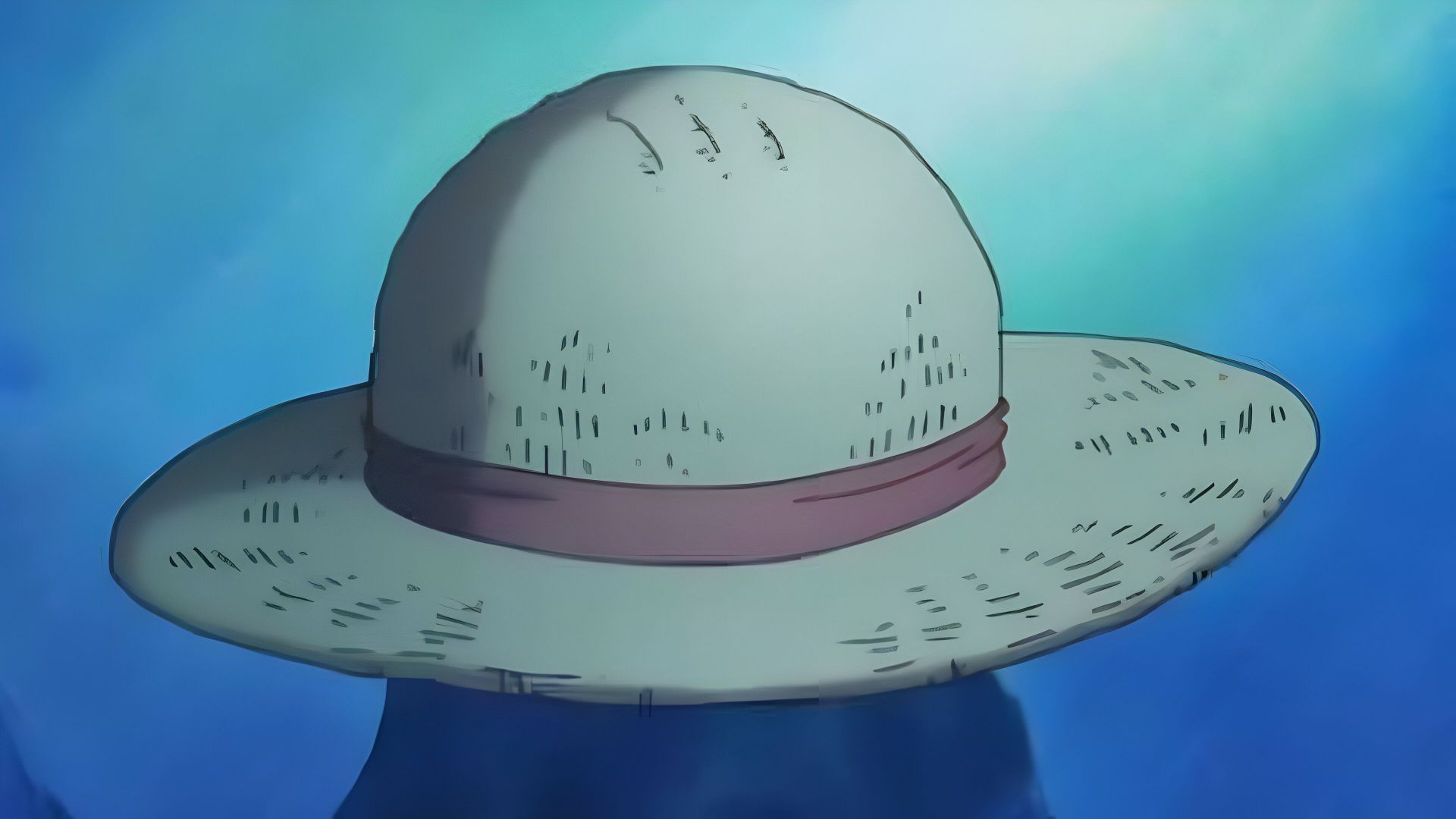 Luffy&#039;s Straw Hat as seen in the anime (Image via Toei Animation)