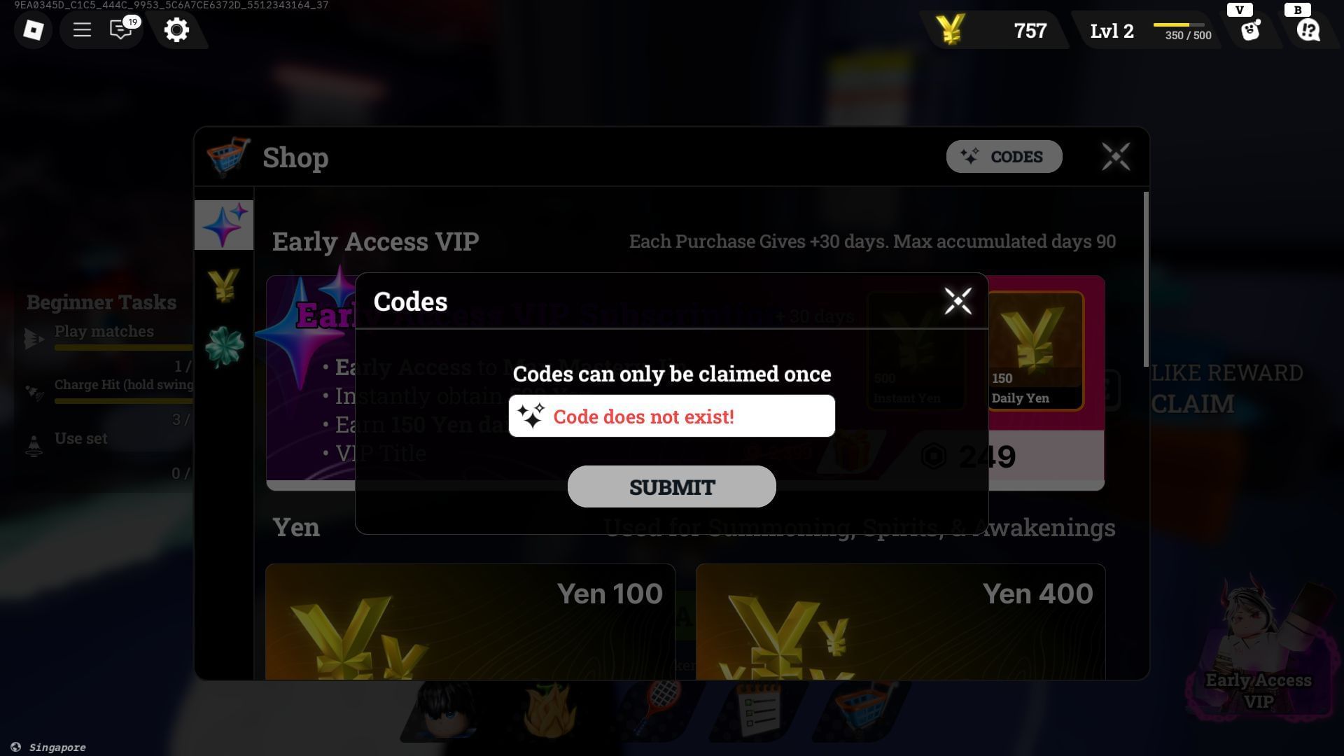 Troubleshooting codes for Racket Rivals (Image via Roblox)