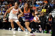 Phoenix Mercury guard Monique Akoa Makani (8) dribbles the ball during a WNBA game between the Phoenix Mercury and the Connecticut Sun - Source: Getty