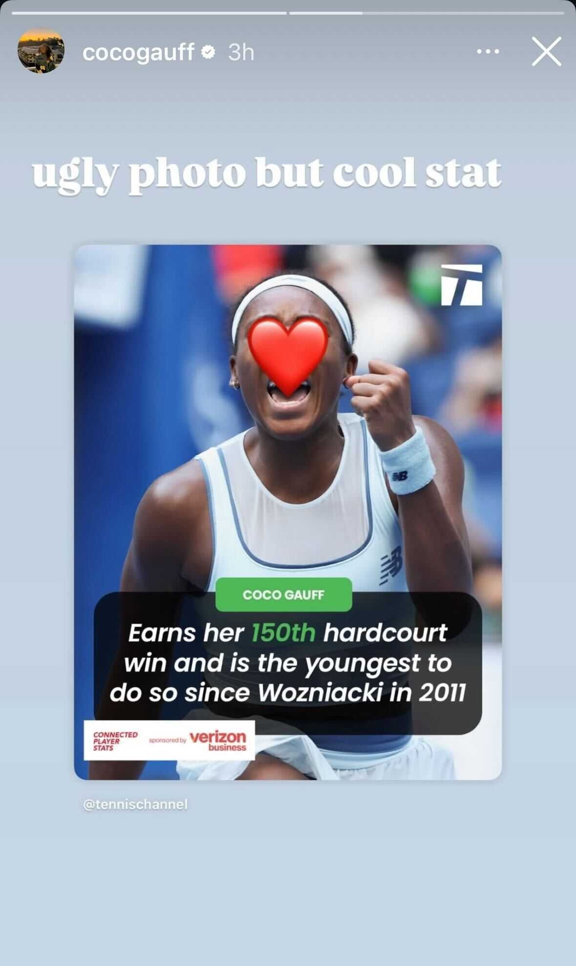 Gauff&#039;s Instagram Story dated Sunday, September 28, 2025 (Source: Instagram/cocogauff)