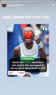 Gauff's Instagram Story dated Sunday, September 28, 2025 (Source: Instagram/cocogauff)
