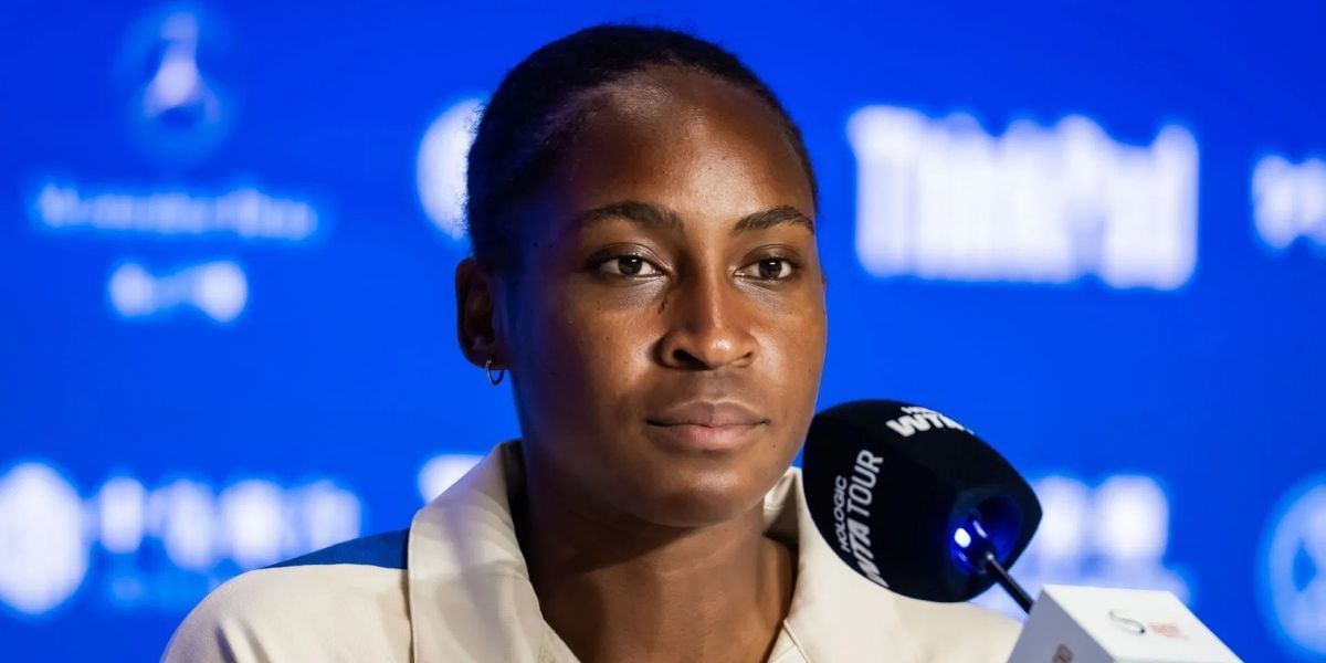 Coco Gauff during a press conference at the 2025 China Open (Source: Getty)