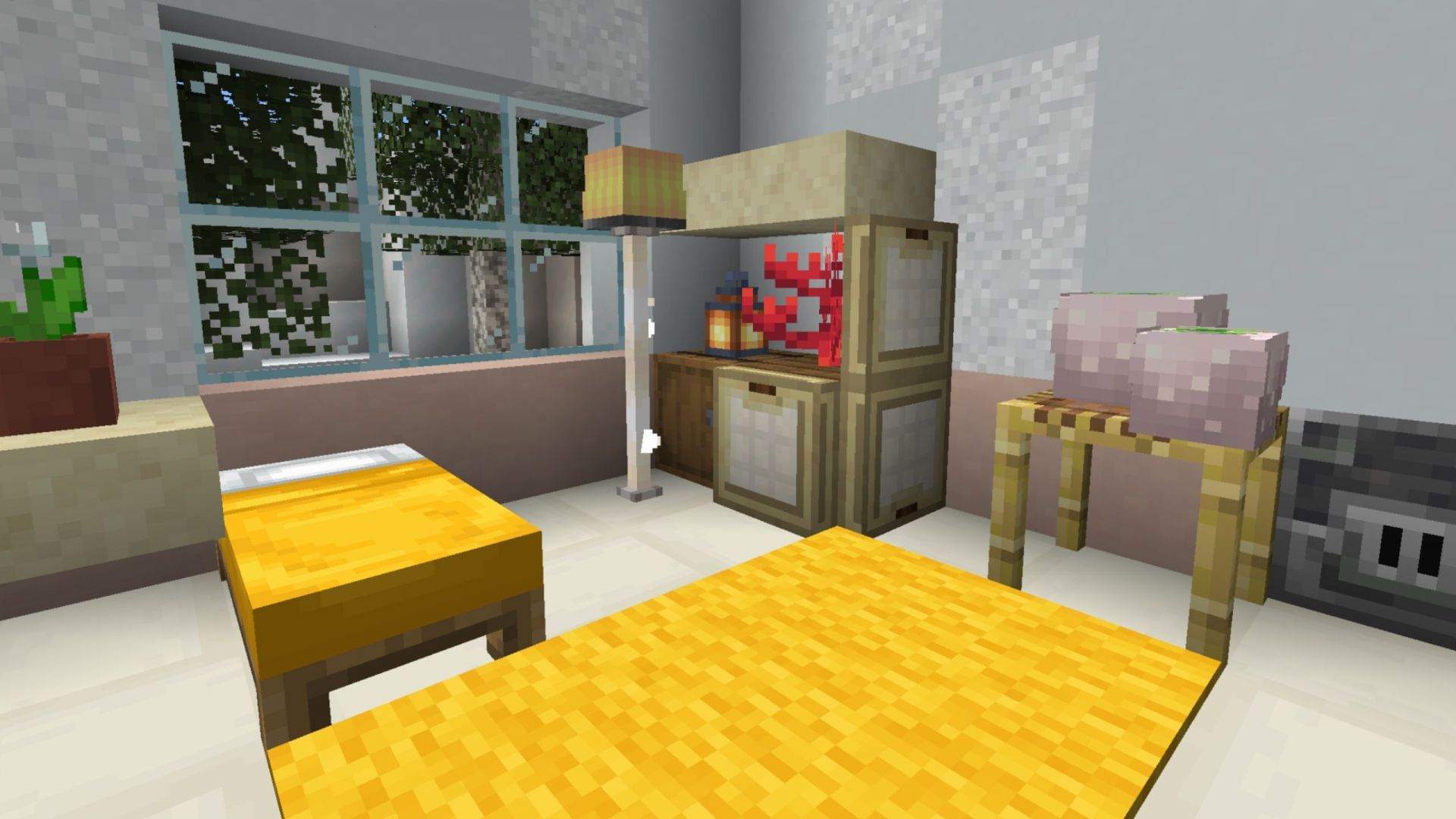 Bedroom in Minecraft can be built and decorated in various ways (Image via Reddit/Talbotnz)
