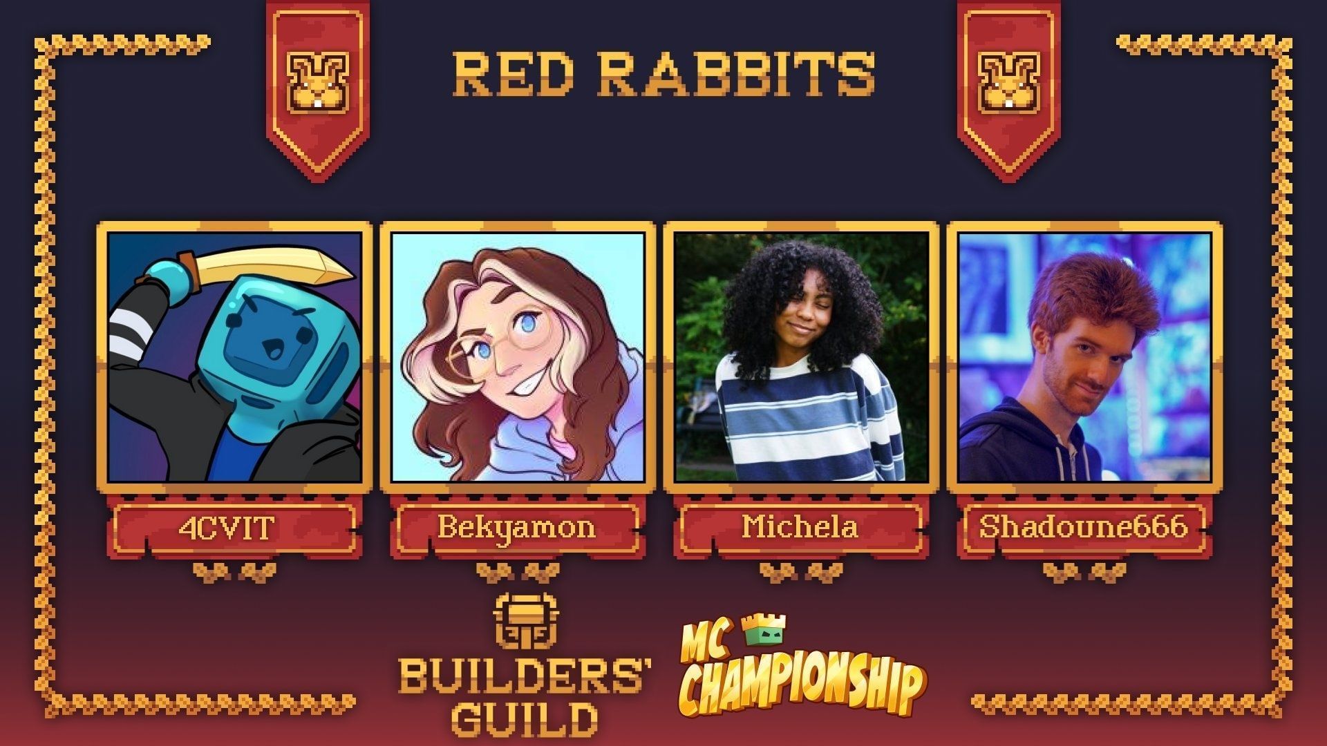 Here are all the members of Red Rabbits for the upcoming Minecraft Championship Builder&#039;s Guild 2025 (Image via X/MCChampionship)