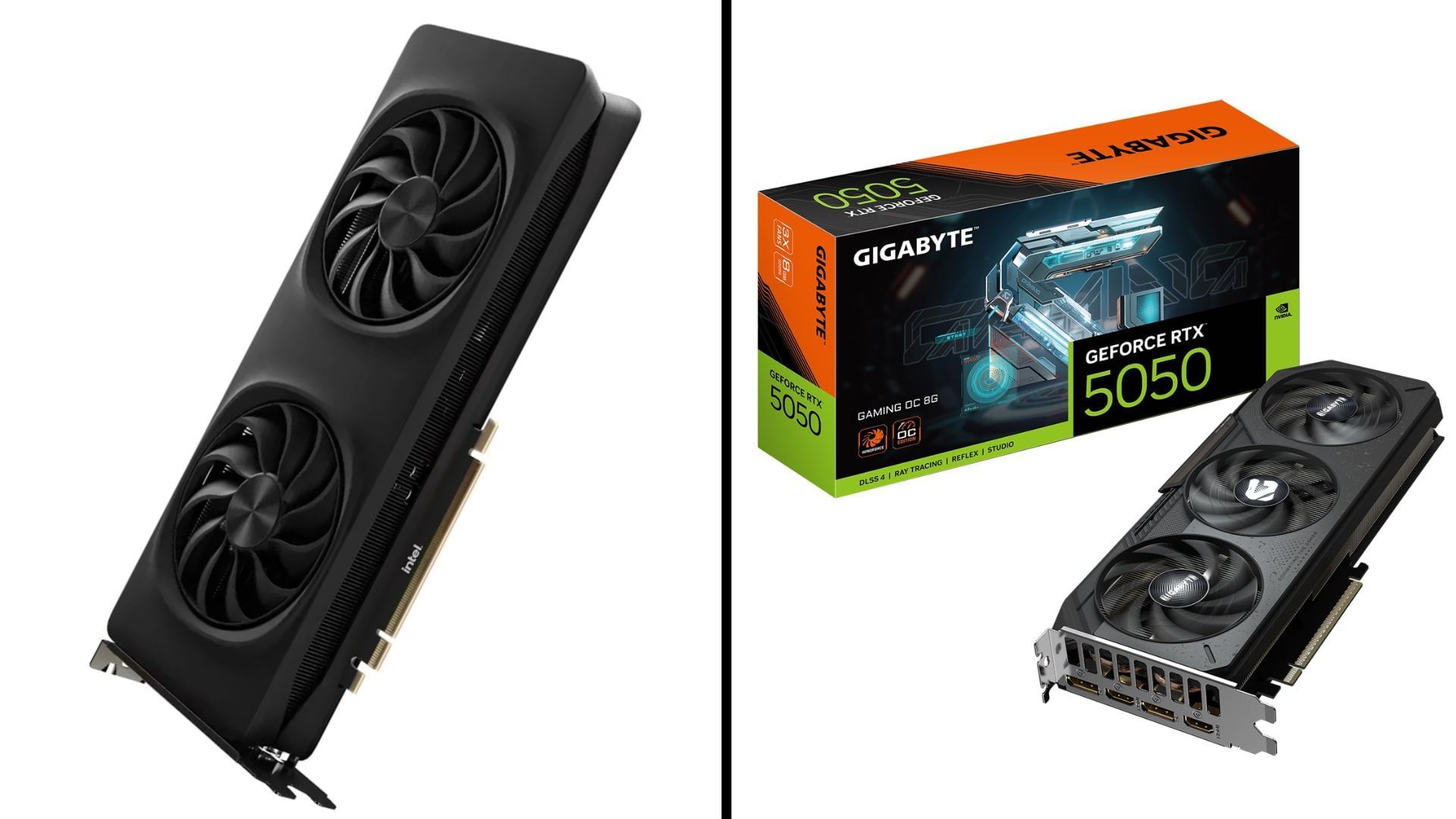 The Arc B580 and Nvidia RTX 5050 are capable entry-level gaming GPUs (Image via Amazon)