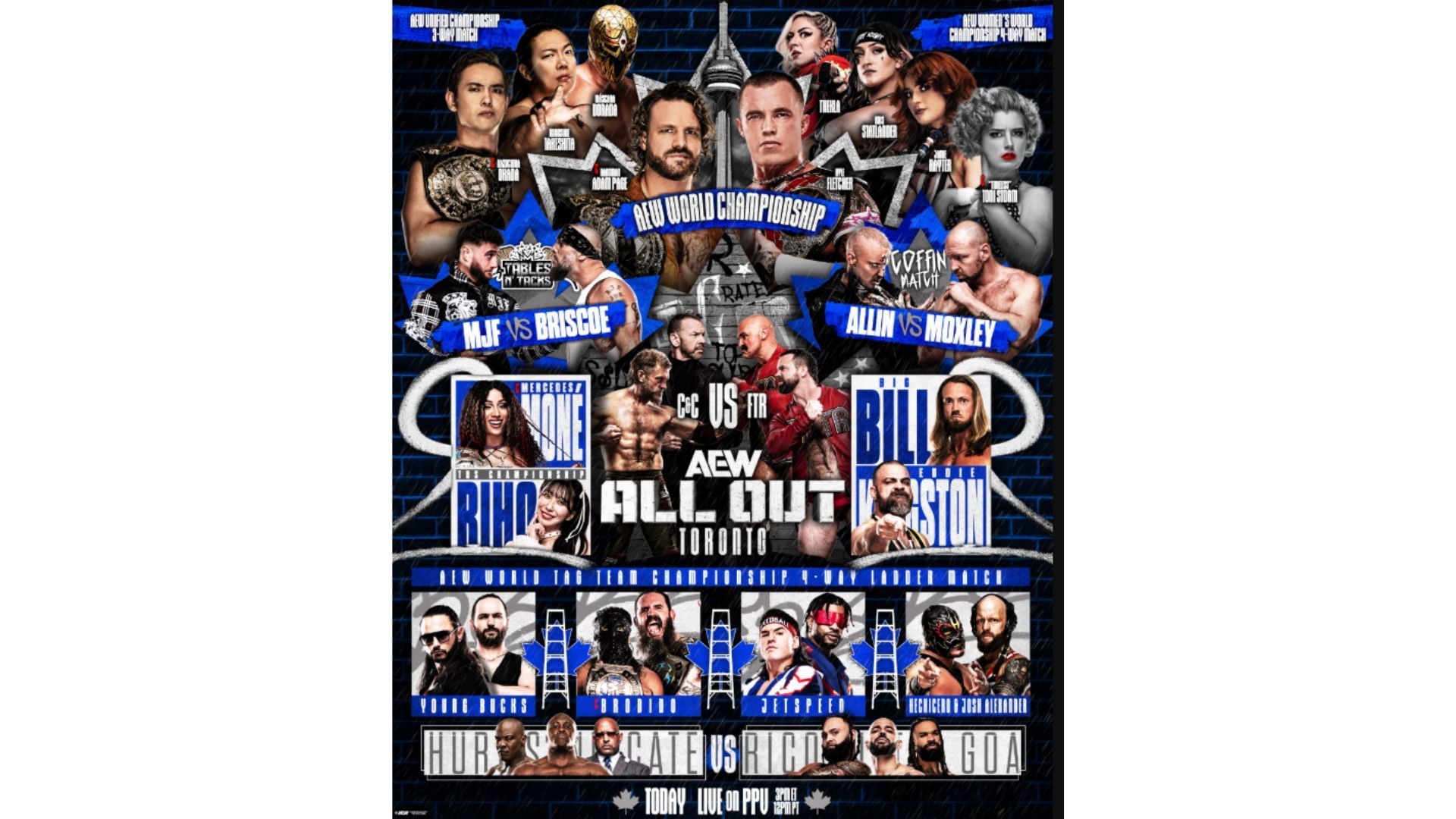 Match card for All Out: Toronto [Image Credits: AEW&#039;s X profile]