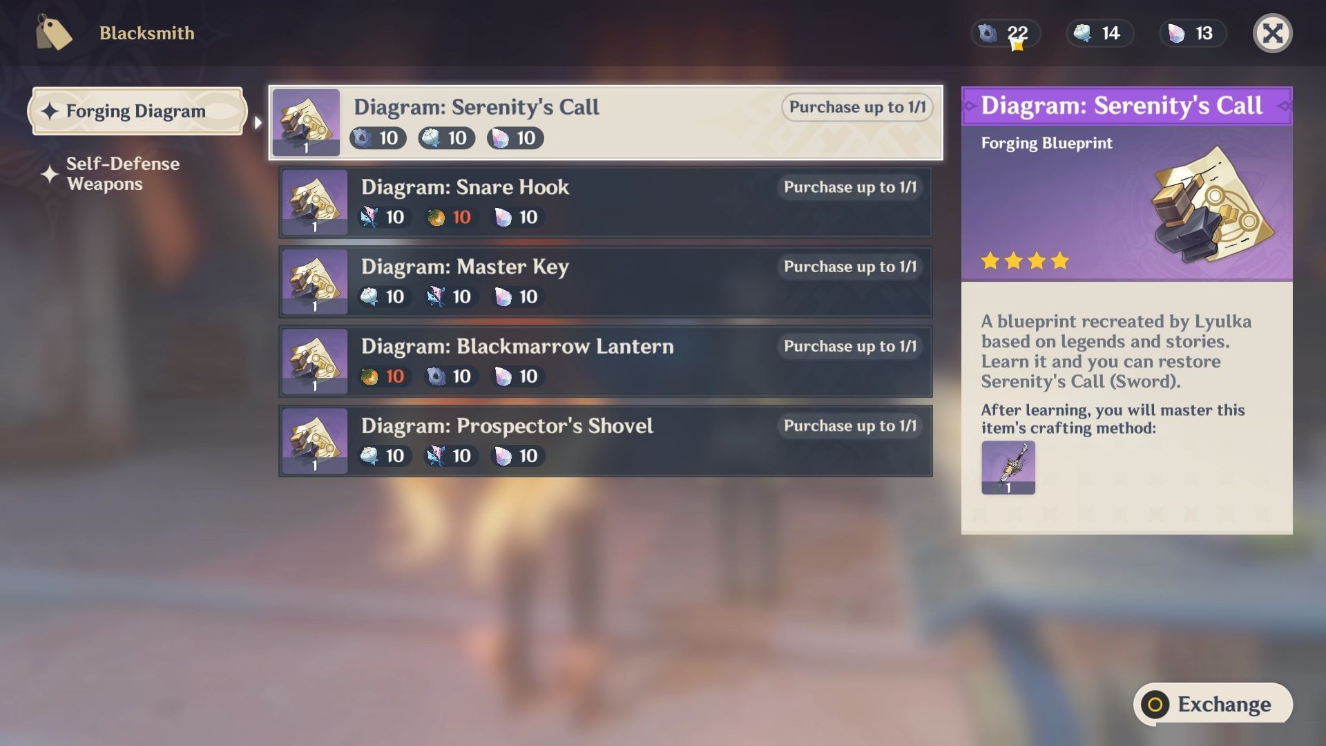 Buy blueprints for the craftable weapons (Image via HoYoverse)