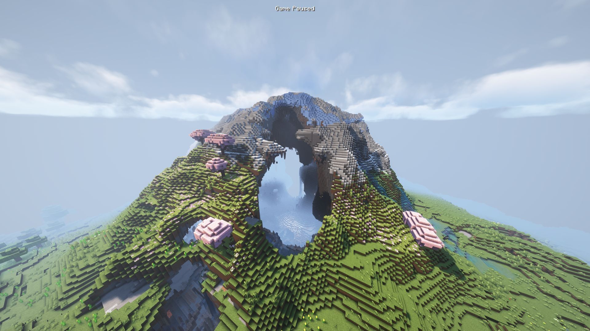 Minecraft player finds a unique mountain in the blocky world (Image via Reddit/ /Mojang Studios)