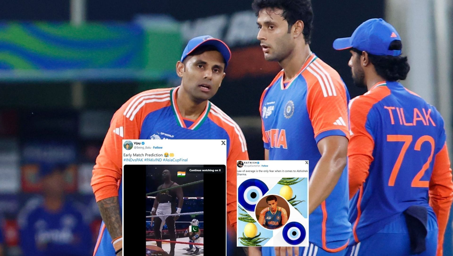 Fans react ahead of Asia Cup 2025 final. (Images: X - BCCI, @Being_Balu, @LoyalSachinFan)