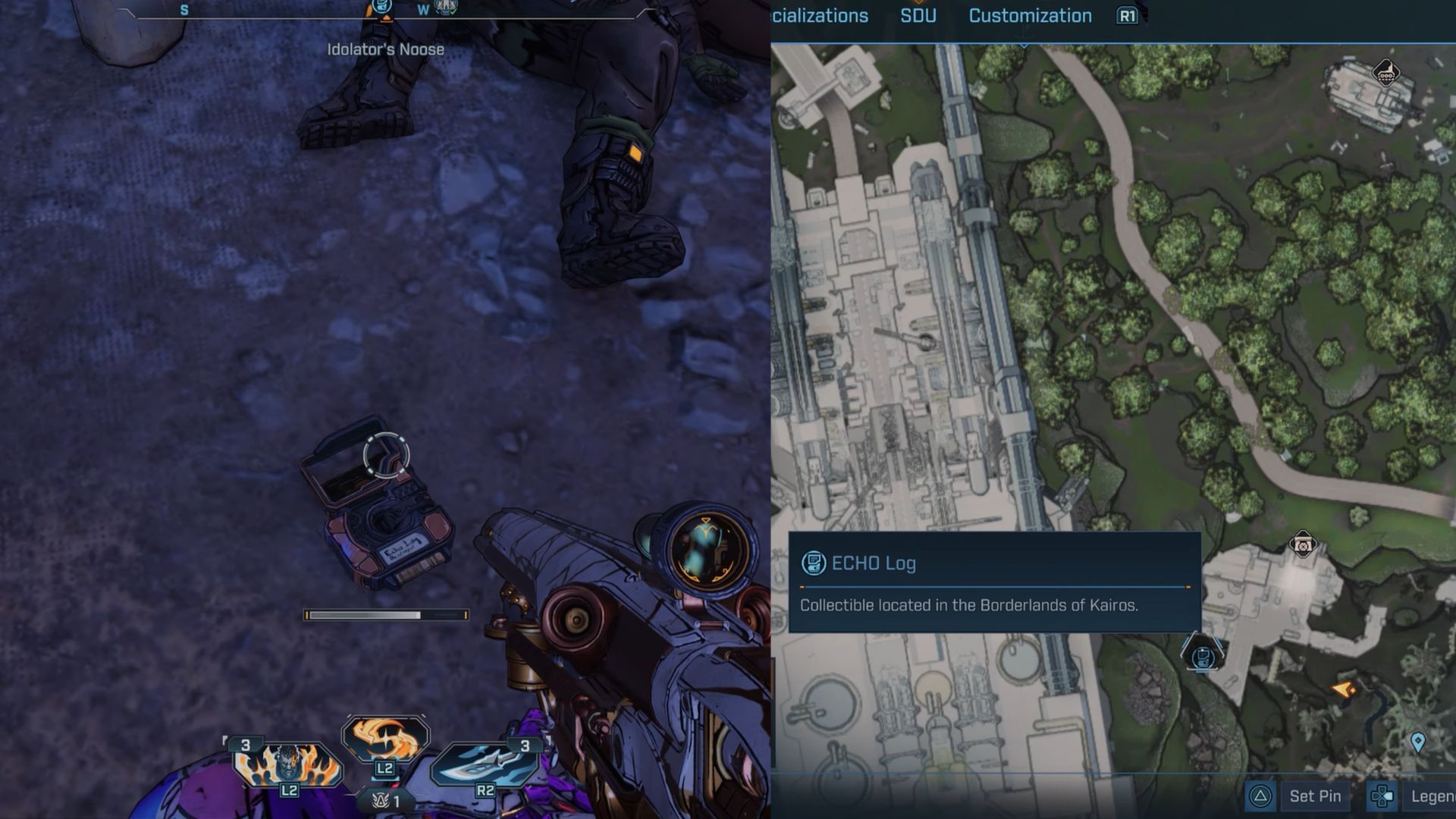 The ECHO log is located near a corpse just past the broken pipe (Image via Gearbox Software)