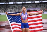 Sydney McLaughlin-Levrone with her gold medal at the World Athletics Championships 2025, Day 6 - Source: Getty