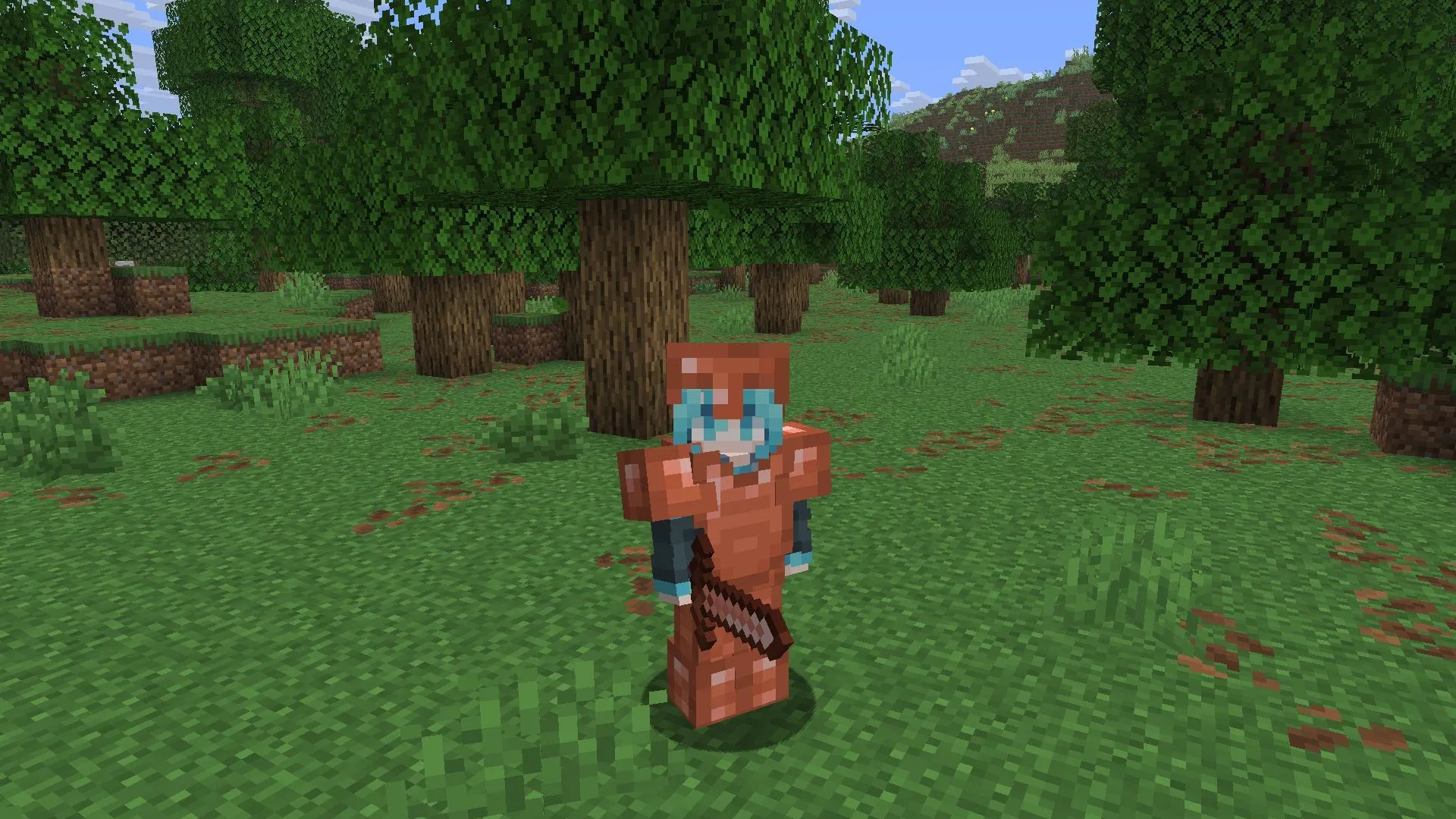 The Minecraft Bedrock 1.21.111 update also adds copper armor to the gameplay (Image via Sportskeeda Gaming || Mojang Studios)