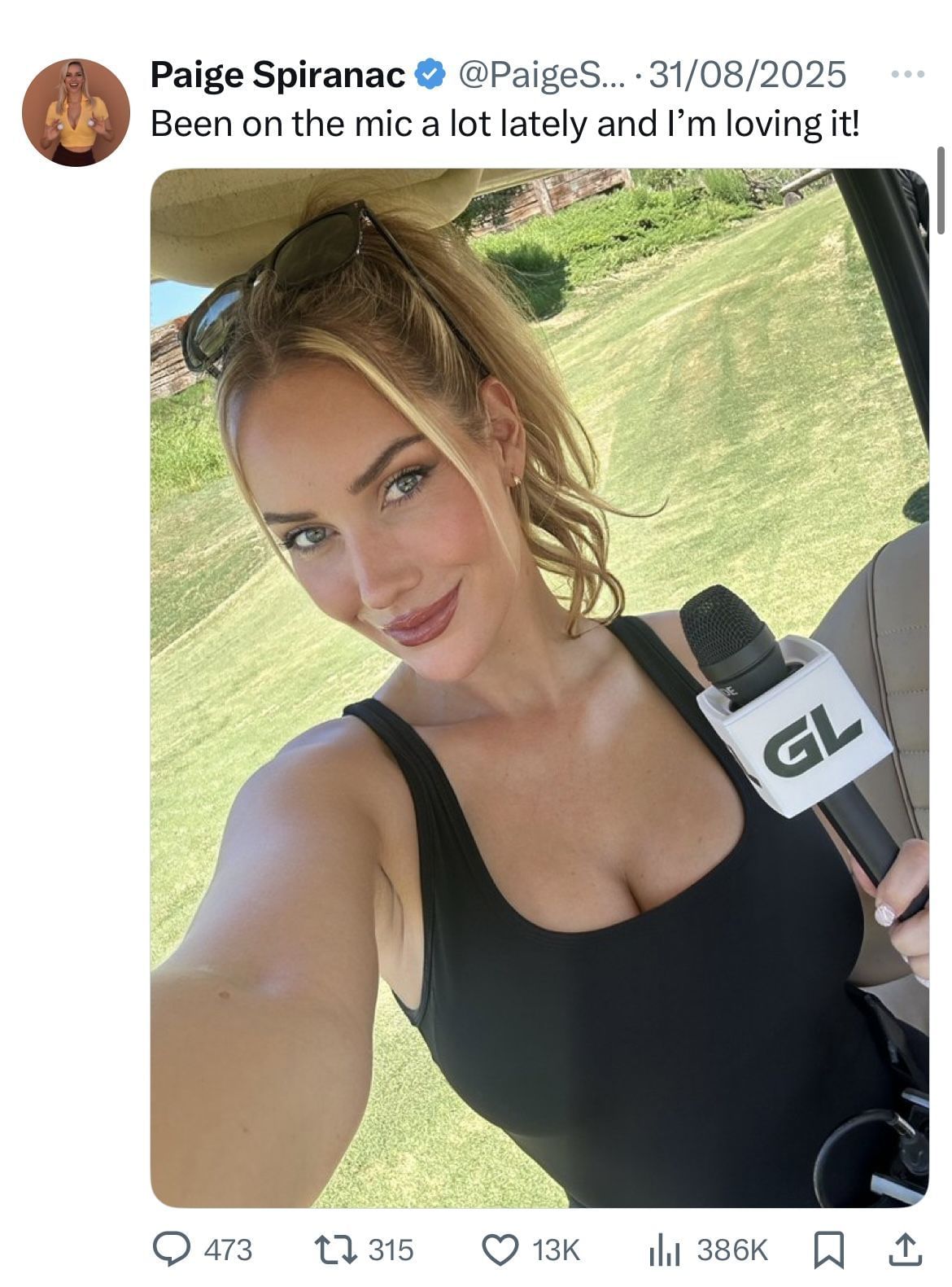 Spiranac via X _ Image Source: X/@PaigeSpiranac