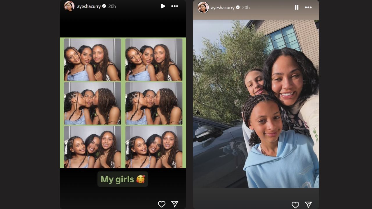 Ayesha Curry shares a loving moment with her daughters on her IG story. (Credits: @ayeshacurry/IG)