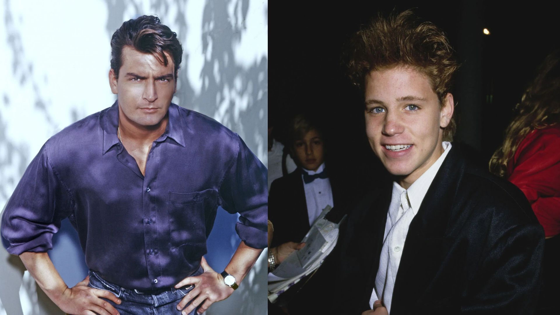 From L to R: Charlie Sheen and Corey Haim (Image via Getty Images)