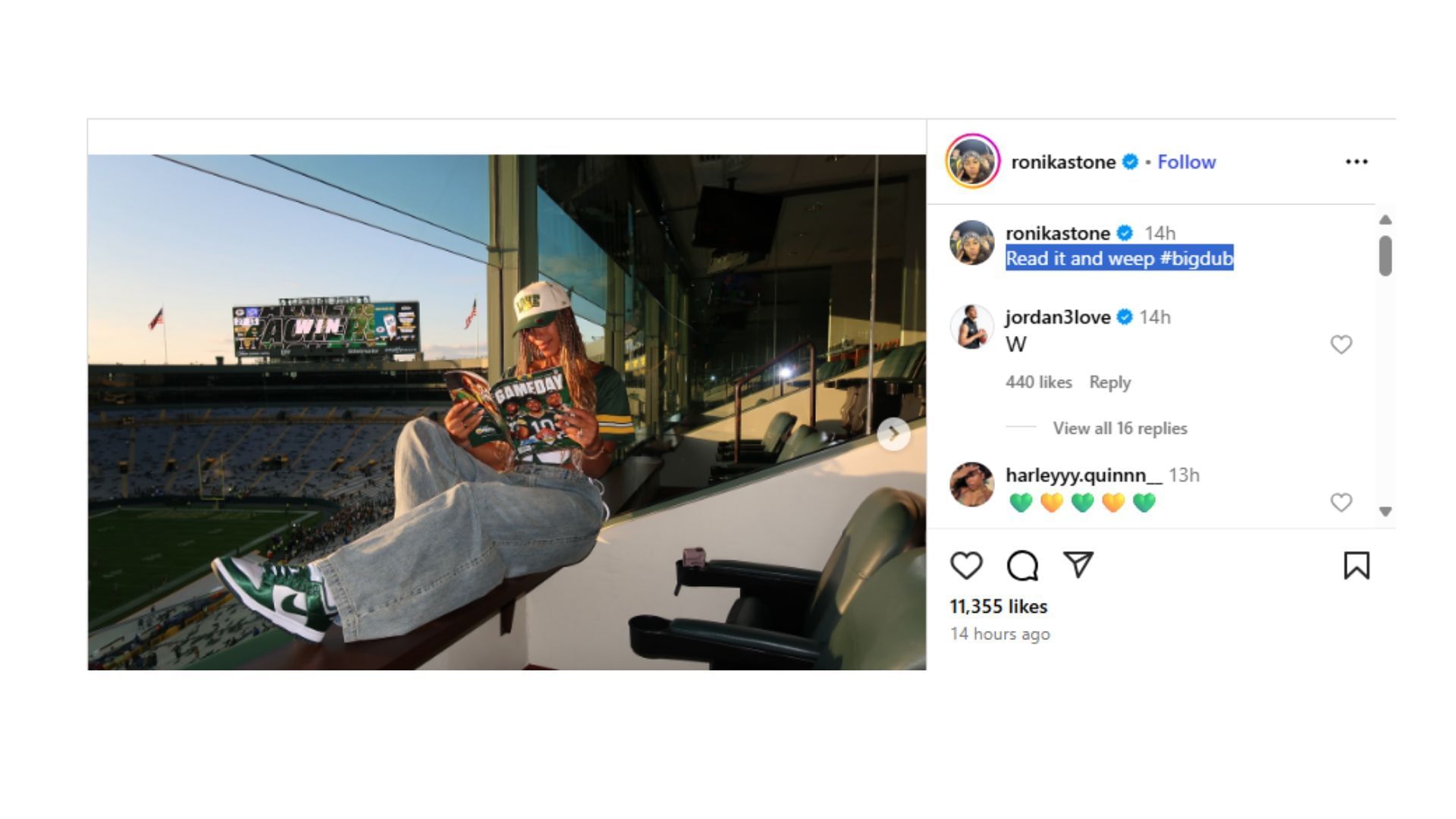 Love commented on his wife Ronika Stone&#039;s Instagram Story. (Photo via Ronika Stone&#039;s Instagram)