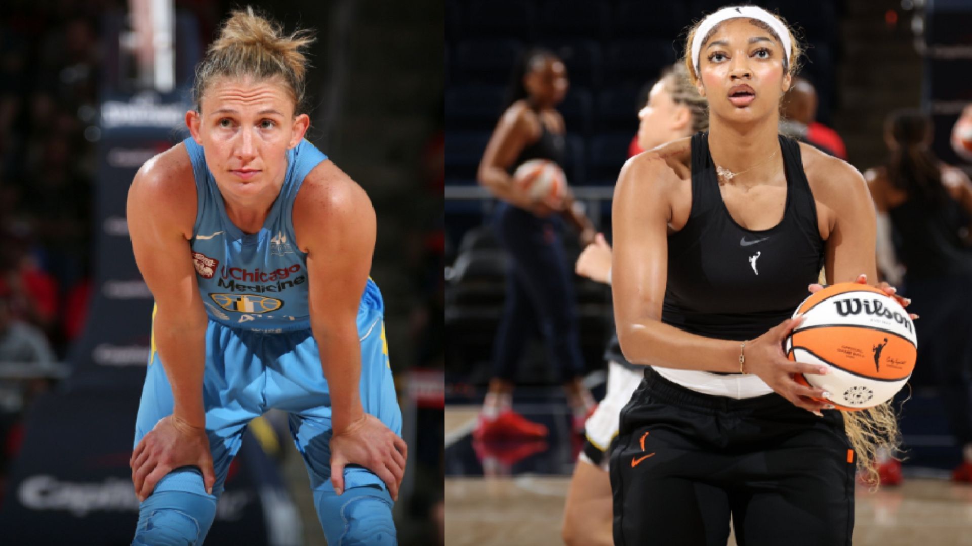 An image of Courtney Vandersloot and Angel Reese