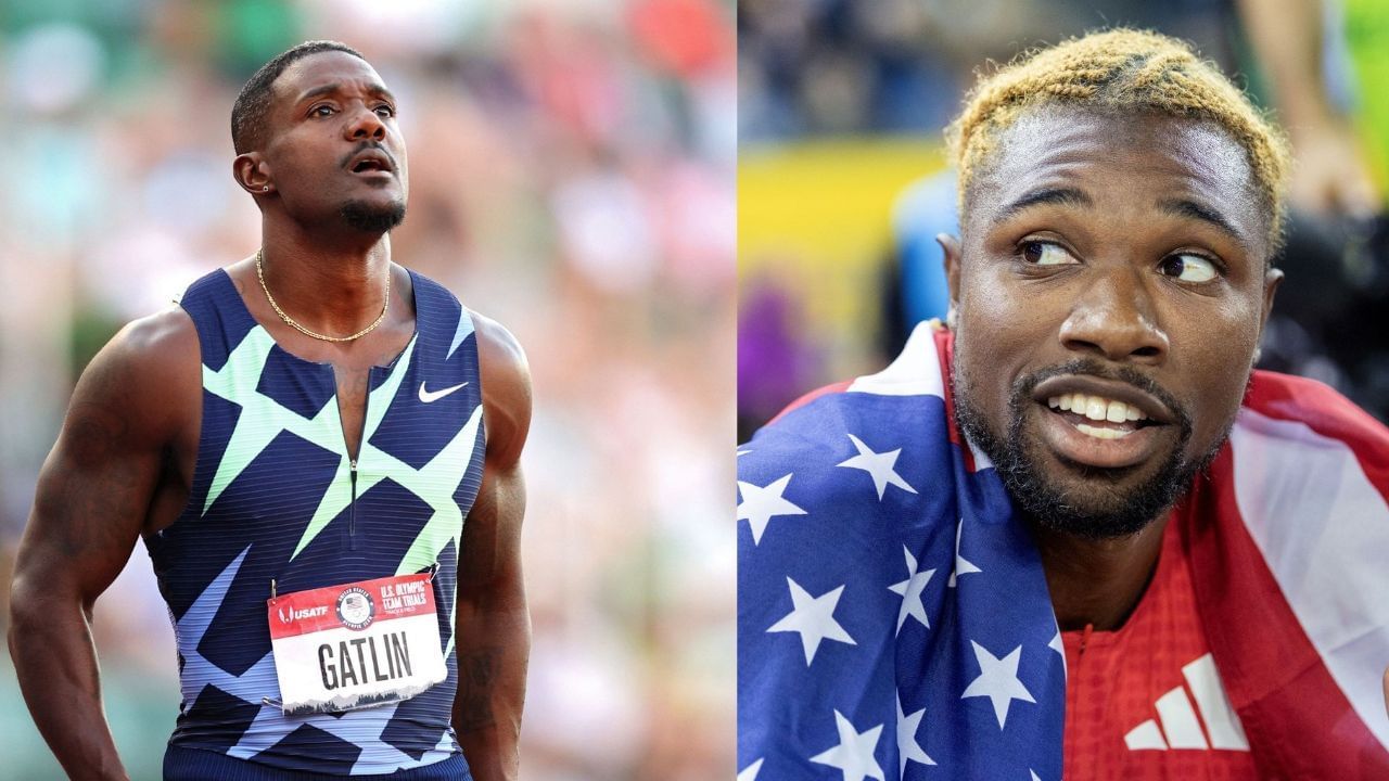 Justin Gatlin and Noah Lyles (Image via: Both Getty)