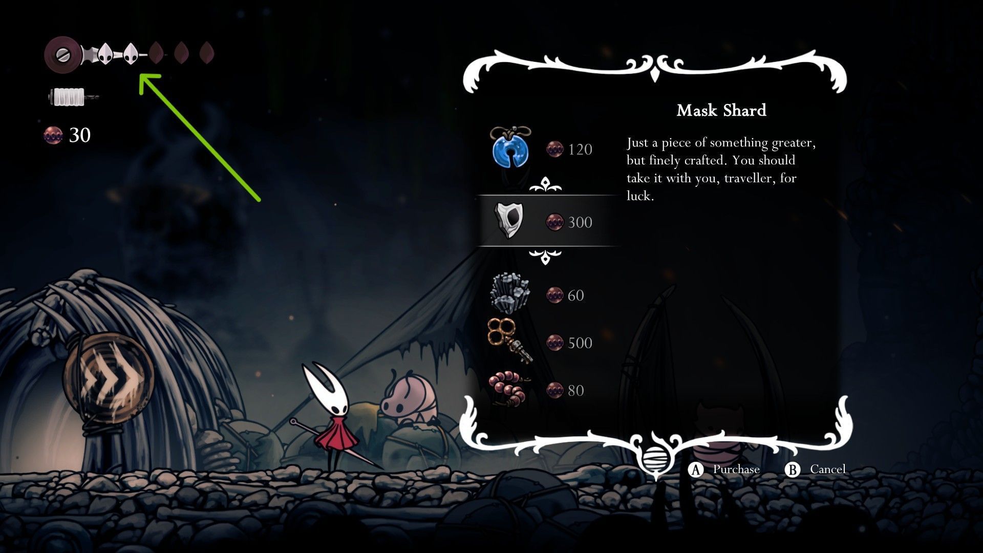 After activation, you&#039;ll see the masks turn blue in the HP bar to indicate that infinite health is active in Hollow Knight Silksong (Image via Team Cherry)